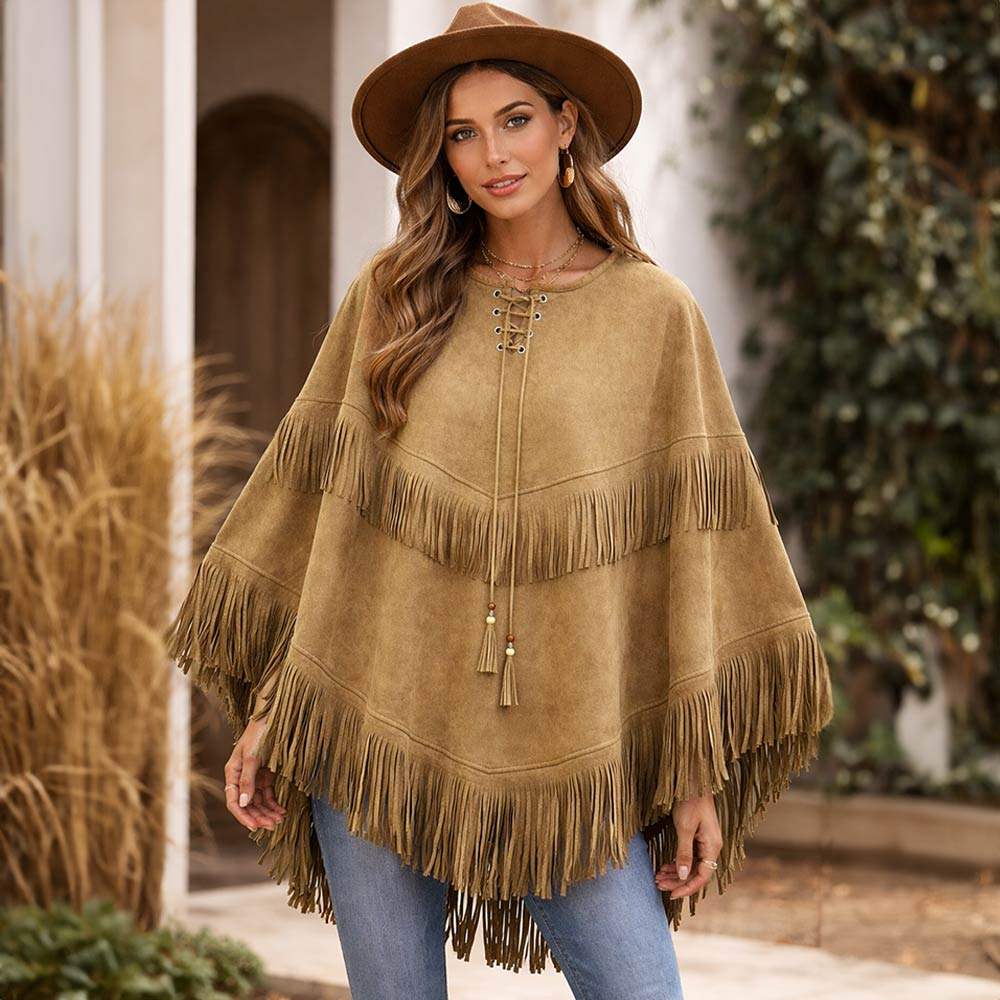 Western Fringe Poncho - Madeline Love - Flyclothing LLC