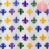 6PCS - Silk Feel Satin Mardi Gras Fleur de Lis Patterned Scarf - Madeline Love - Flyclothing LLC