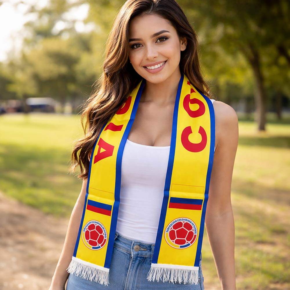 Colombia National Team World Cup Soccer Fan Fringe Scarf - Madeline Love - Flyclothing LLC