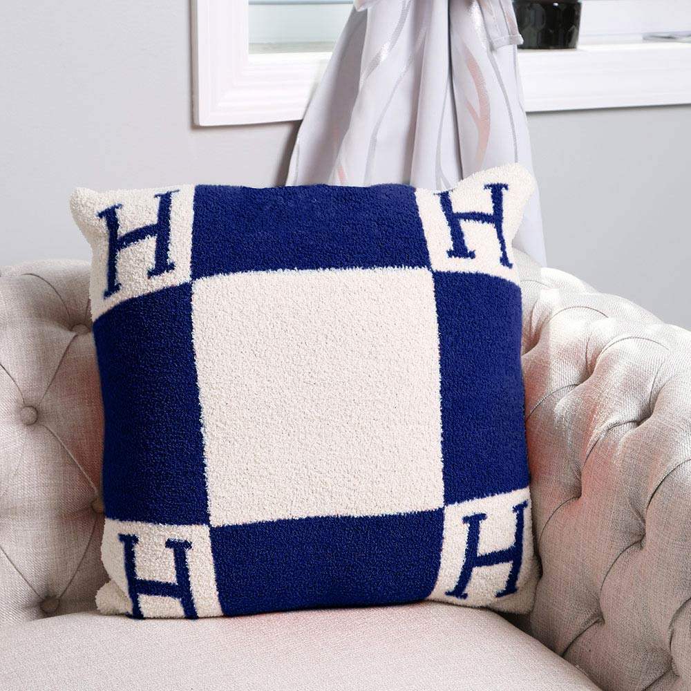 H Initial Monogram Patterned Cushion Cover / Pillow Case - Madeline Love - Flyclothing LLC