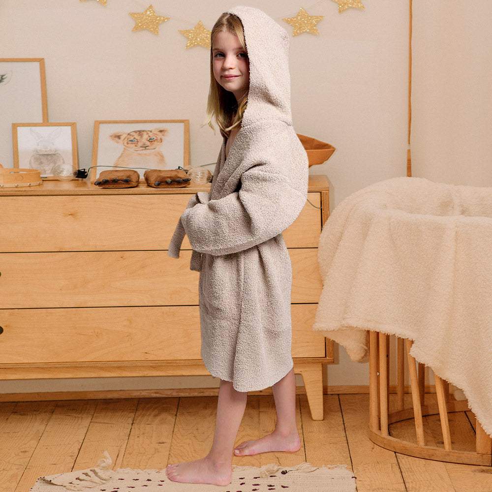 Kids Solid Color Hooded Cozy Robe - Madeline Love - Flyclothing LLC