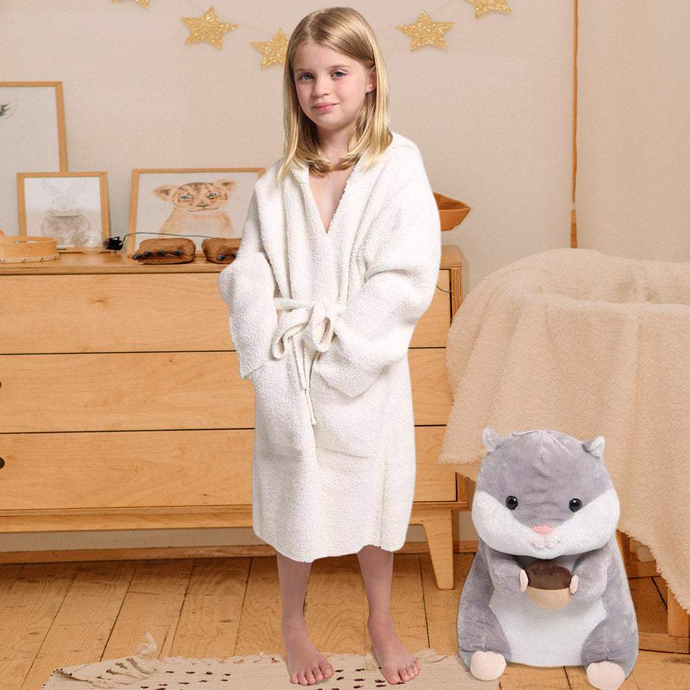 Kids Solid Color Hooded Cozy Robe - Madeline Love - Flyclothing LLC