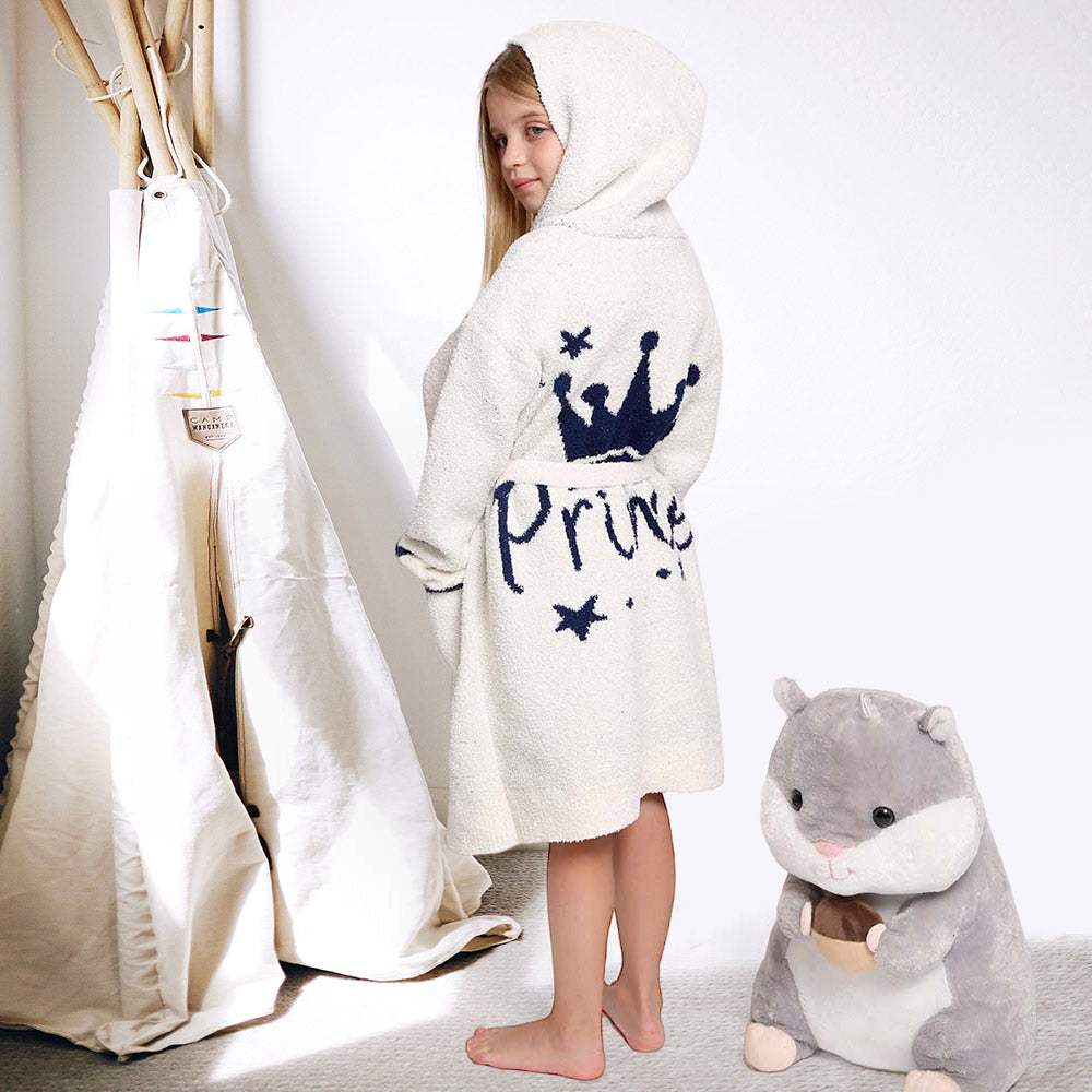 Kids Prince Print Hooded Cozy Robe - Madeline Love - Flyclothing LLC