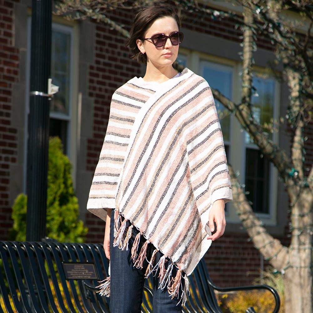 Stripe Patterned Poncho - Madeline Love - Flyclothing LLC