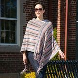 Stripe Patterned Poncho - Madeline Love - Flyclothing LLC