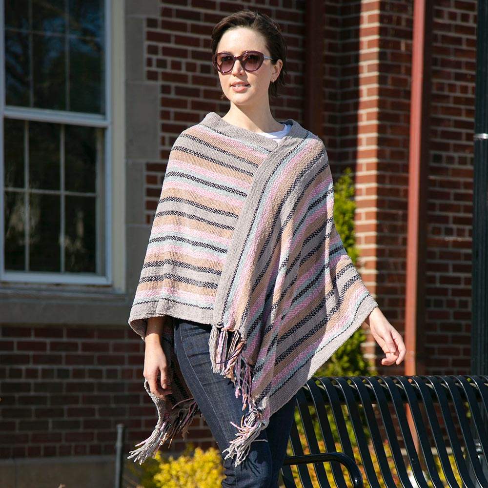 Stripe Patterned Poncho - Madeline Love - Flyclothing LLC