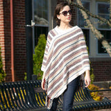 Stripe Patterned Poncho - Madeline Love - Flyclothing LLC