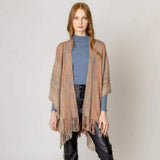 Multi Colored Metallic Knit Ruana Poncho - Madeline Love - Flyclothing LLC
