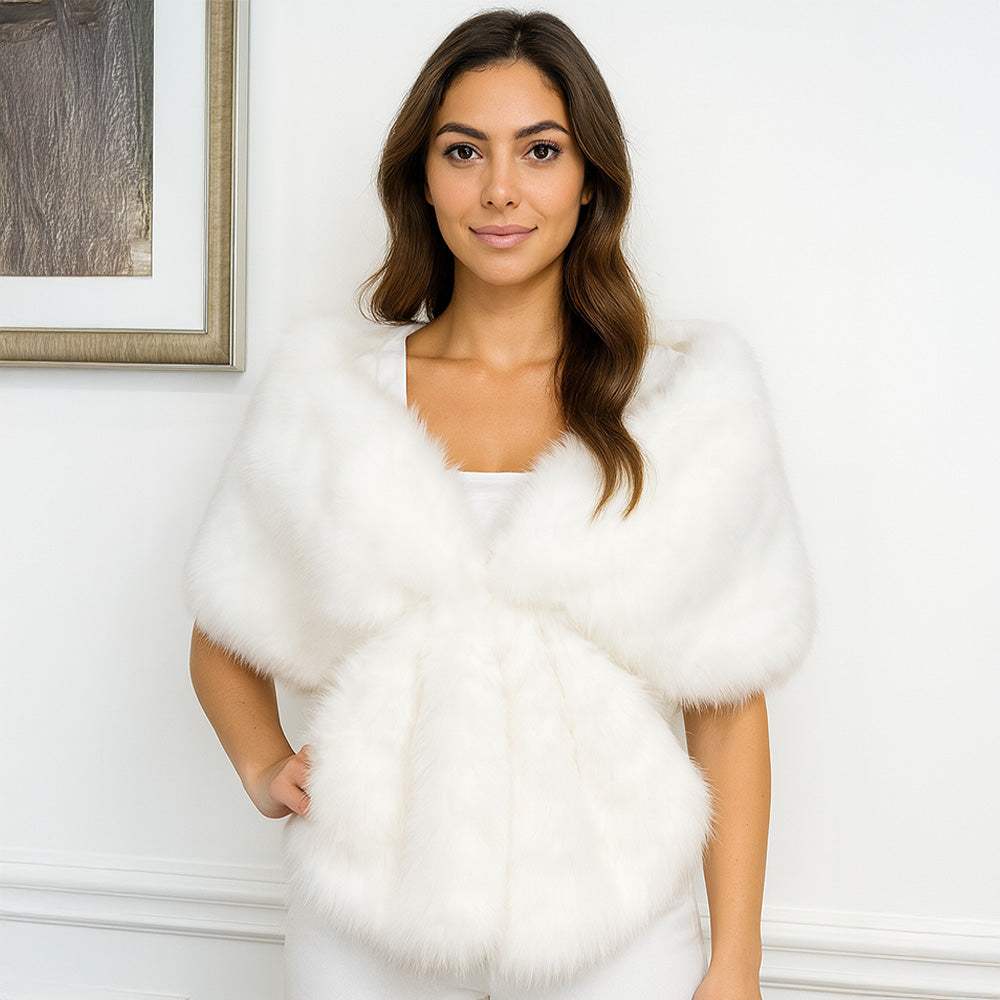 Faux Fur Shawl Wrap Poncho - Madeline Love - Flyclothing LLC