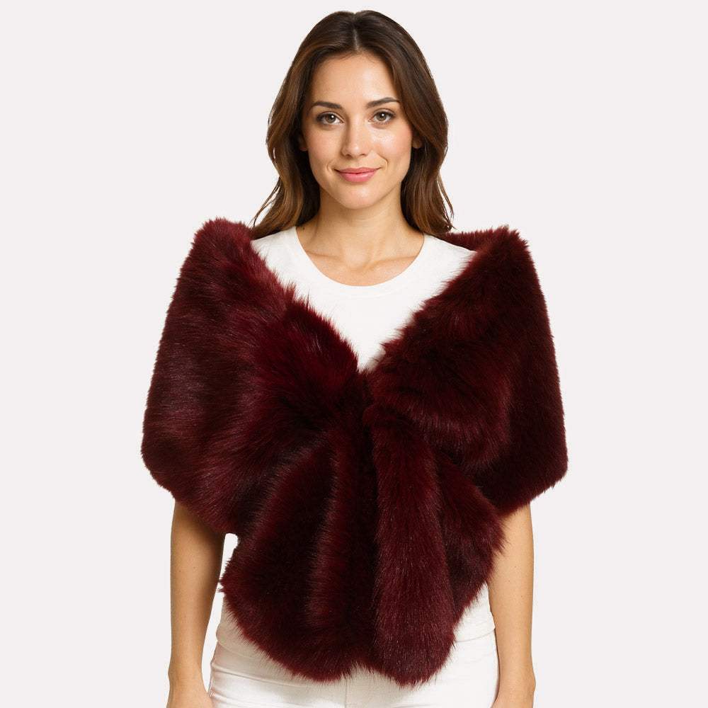 Faux Fur Shawl Wrap Poncho - Madeline Love - Flyclothing LLC