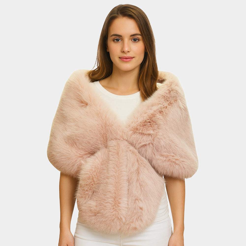 Faux Fur Shawl Wrap Poncho - Madeline Love - Flyclothing LLC