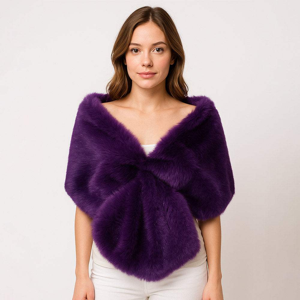 Faux Fur Shawl Wrap Poncho - Madeline Love - Flyclothing LLC
