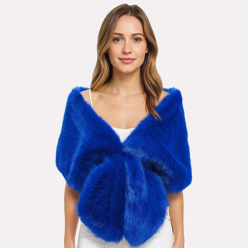 Faux Fur Shawl Wrap Poncho - Madeline Love - Flyclothing LLC