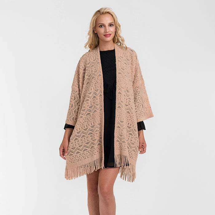 Fringed Crochet Sweater Cardigan - Madeline Love - Flyclothing LLC