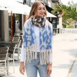 Leopard Print Oversized Fringe Chunky Oblong Scarf - Madeline Love - Flyclothing LLC