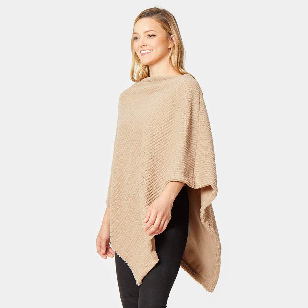 Ribbed Faux Fur Poncho - Madeline Love - Flyclothing LLC