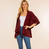 Open Front Solid Wrap Poncho - Madeline Love - Flyclothing LLC