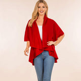 Open Front Solid Wrap Poncho - Madeline Love - Flyclothing LLC