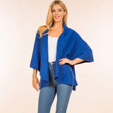 Open Front Solid Wrap Poncho - Madeline Love - Flyclothing LLC