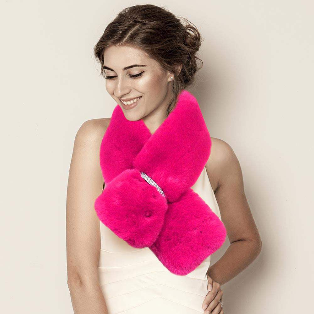 Faux Fur Bling Pull Through Scarf - Madeline Love - Flyclothing LLC