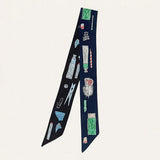 Art Inspired Pattern Printed Twilly Skinny Scarf - Madeline Love - Flyclothing LLC