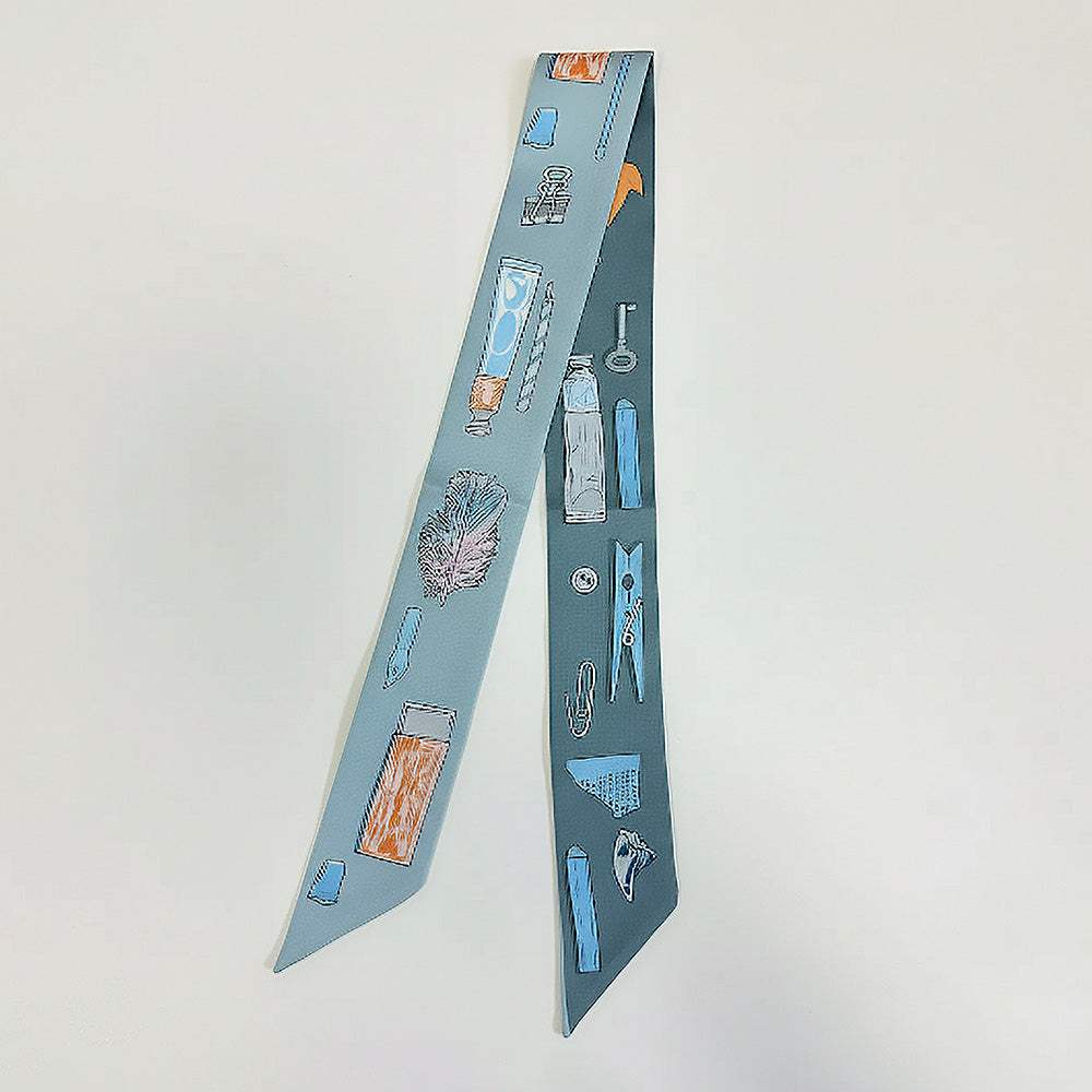 Art Inspired Pattern Printed Twilly Skinny Scarf - Madeline Love - Flyclothing LLC