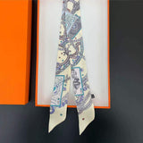 Abstract Playing Card Print Silky Twilly Skinny Scarf - Madeline Love - Flyclothing LLC