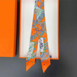 Abstract Playing Card Print Silky Twilly Skinny Scarf - Madeline Love - Flyclothing LLC
