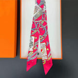 Abstract Playing Card Print Silky Twilly Skinny Scarf - Madeline Love - Flyclothing LLC