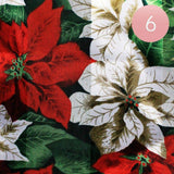 6PCS - Silk Feel Satin Striped Poinsettia Pattern Print Scarves - Madeline Love - Flyclothing LLC