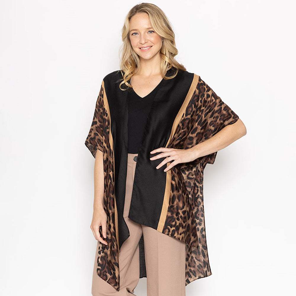 Leopard Print Kimono Poncho - Madeline Love - Flyclothing LLC