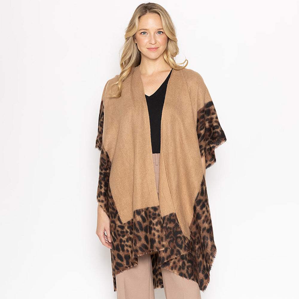 Leopard Print Kimono Poncho - Madeline Love - Flyclothing LLC