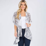 Lightweight Boho Paisley Pattern Open Front Kimono Poncho - Madeline Love - Flyclothing LLC
