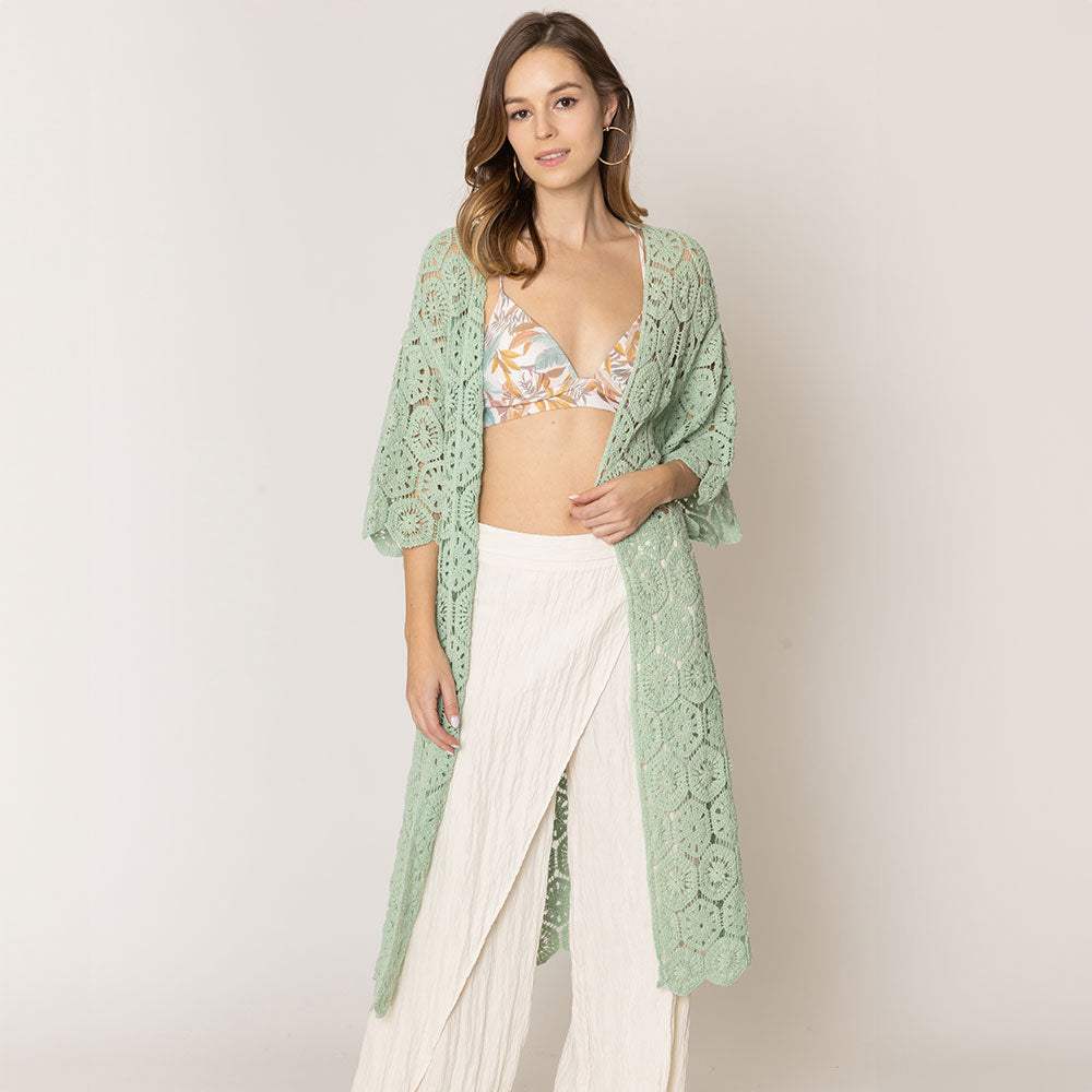 Crochet Long Cover Up Poncho - Madeline Love - Flyclothing LLC