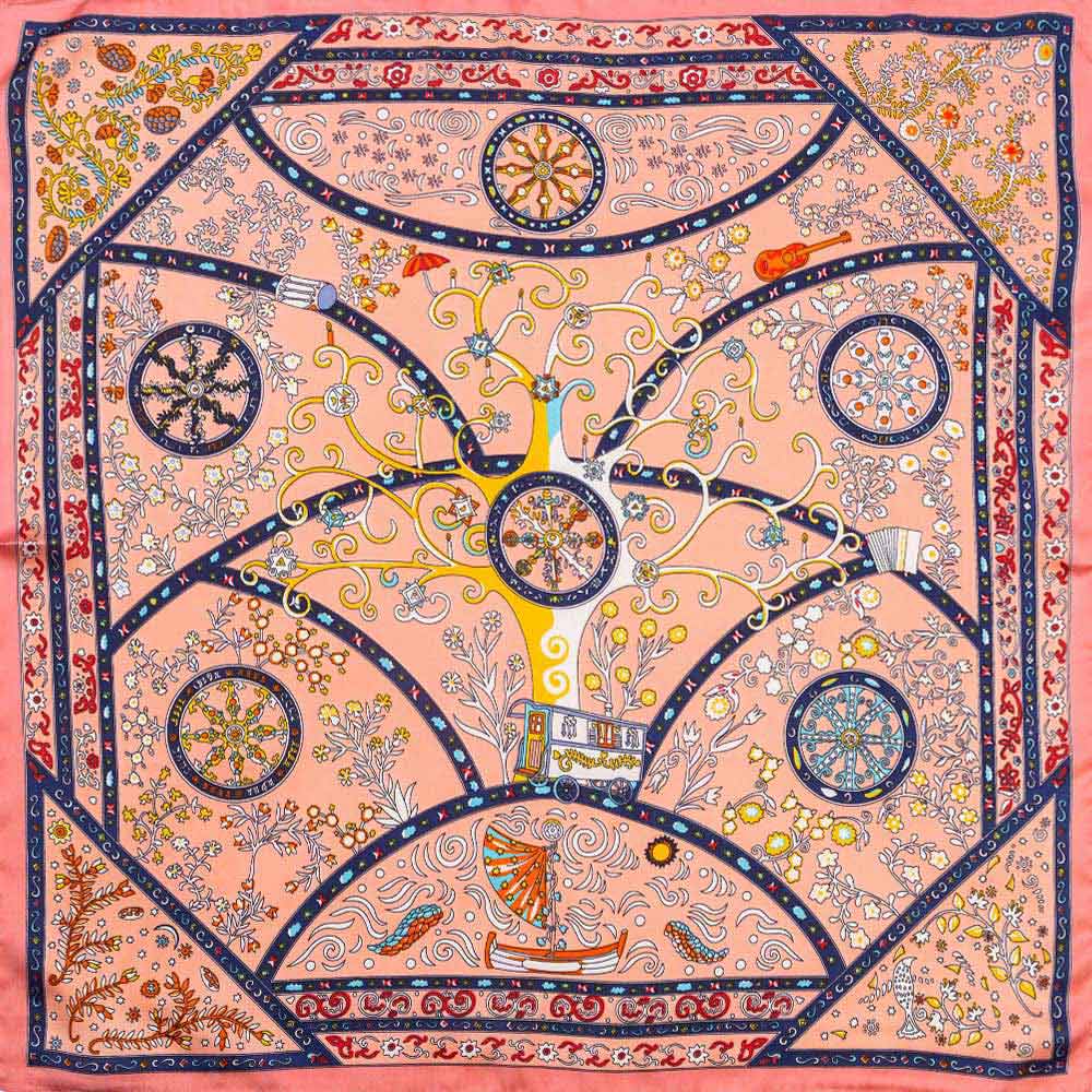 Vintage Botanical Medallion Print Square Bandana Scarf - Madeline Love - Flyclothing LLC