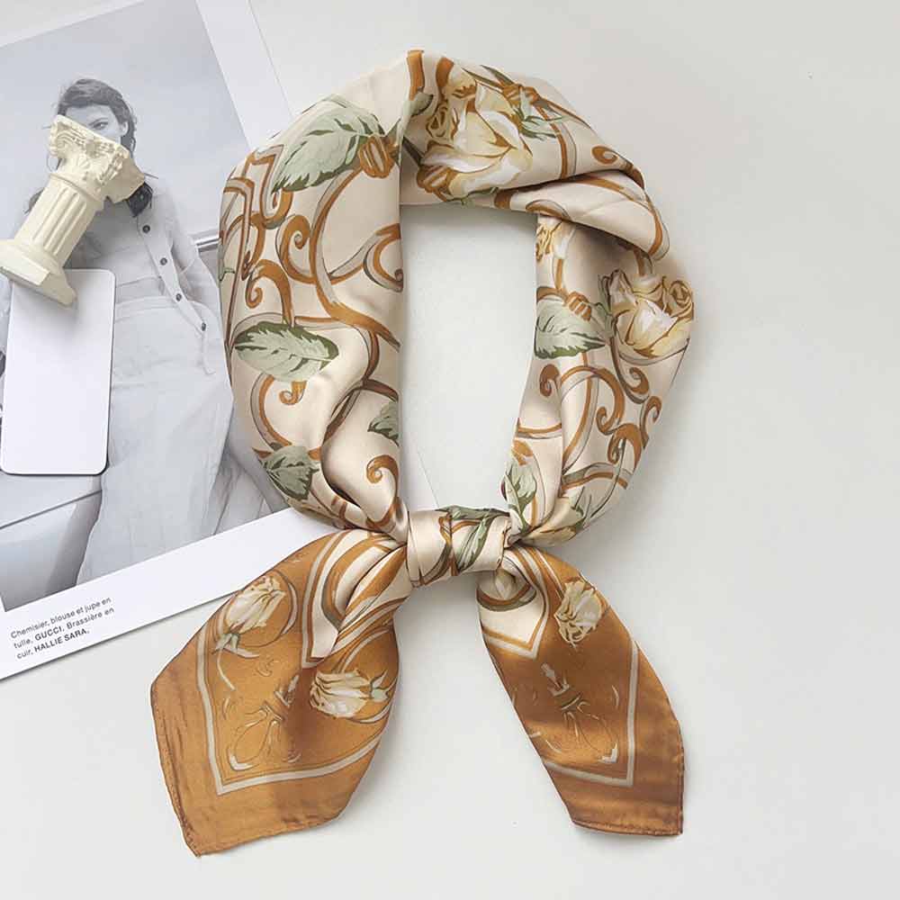 Rose Vine Ornamental Pattern Print Square Bandana Scarf - Madeline Love - Flyclothing LLC