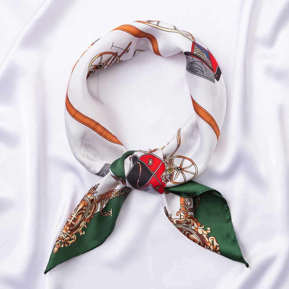 Vintage Carriage Print Square Bandana Scarf - Madeline Love - Flyclothing LLC