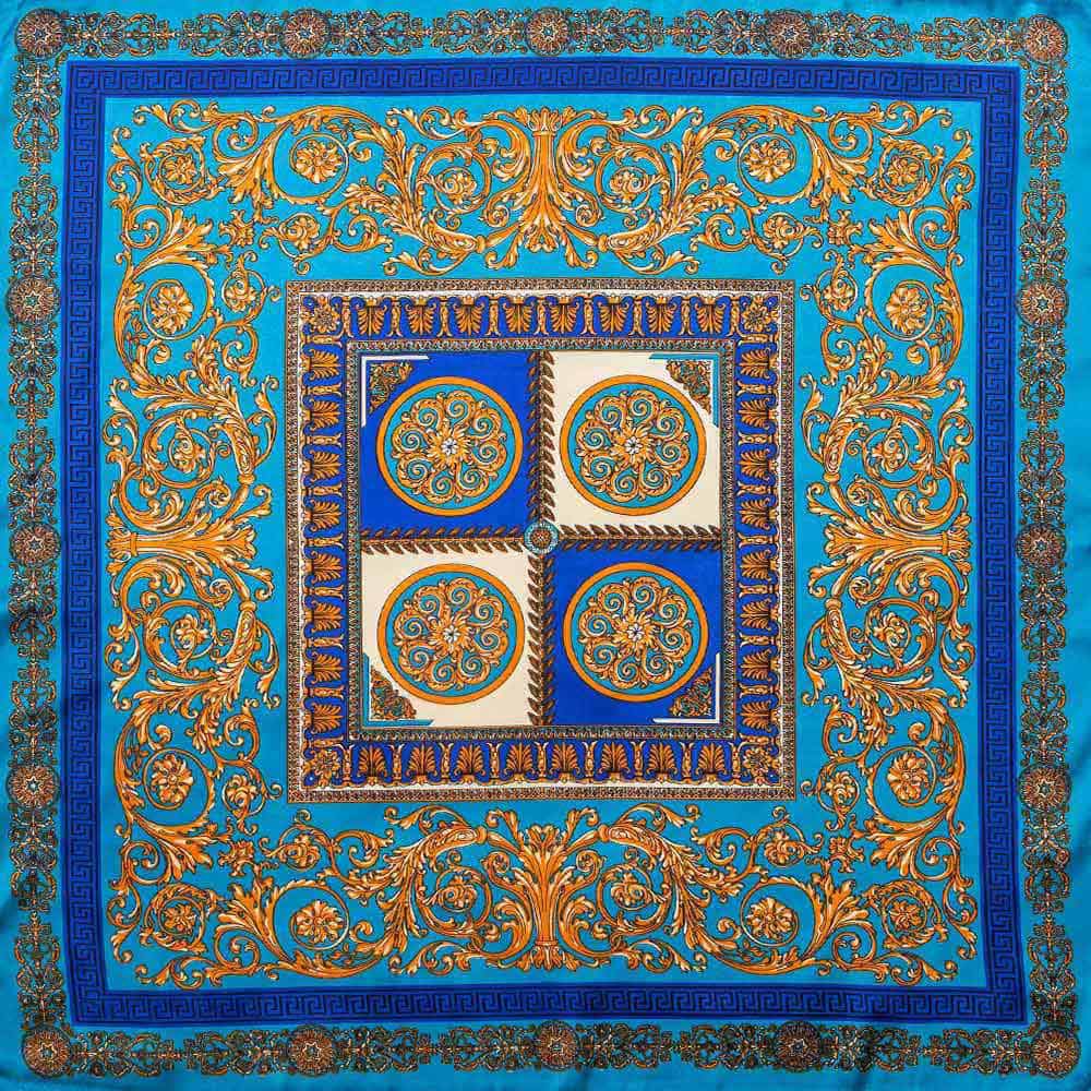 Ornate Baroque Medallion Print Square Bandana Scarf - Madeline Love - Flyclothing LLC