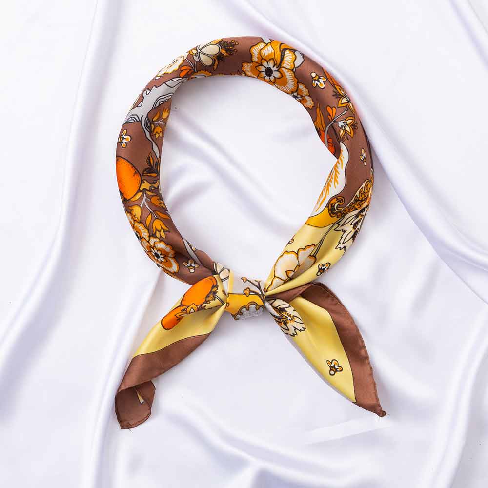 Botanical Tree and Fruit Print Square Bandana Scarf - Madeline Love - Flyclothing LLC