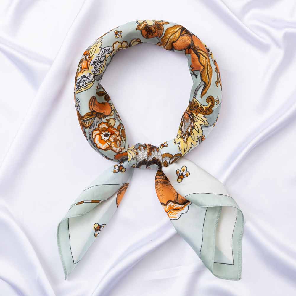 Botanical Tree and Fruit Print Square Bandana Scarf - Madeline Love - Flyclothing LLC
