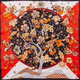 Botanical Tree and Fruit Print Square Bandana Scarf - Madeline Love - Flyclothing LLC