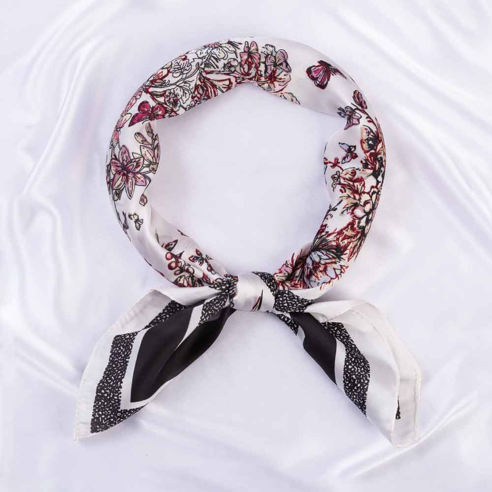 Butterfly Floral Sketch Print Square Bandana Scarf - Madeline Love - Flyclothing LLC