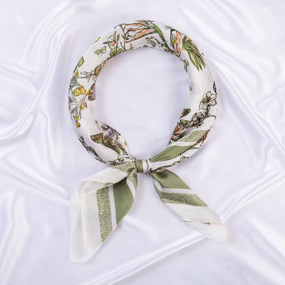 Butterfly Floral Sketch Print Square Bandana Scarf - Madeline Love - Flyclothing LLC