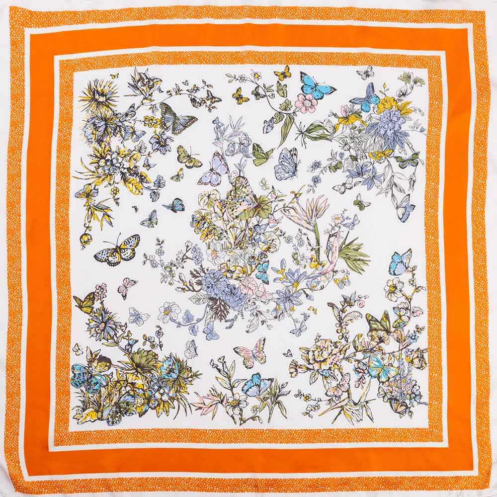 Butterfly Floral Sketch Print Square Bandana Scarf - Madeline Love - Flyclothing LLC
