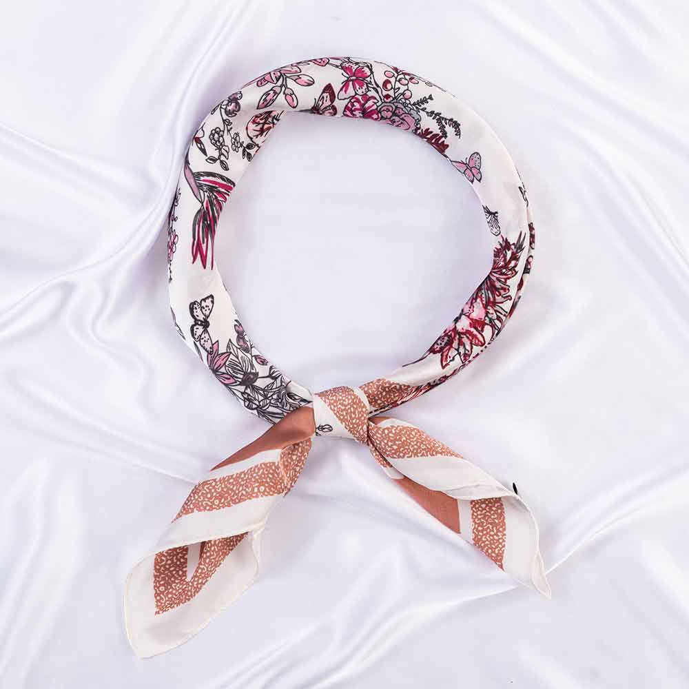 Butterfly Floral Sketch Print Square Bandana Scarf - Madeline Love - Flyclothing LLC