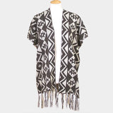 Geometric Pattern Fringe Edge Angora Poncho - Madeline Love - Flyclothing LLC