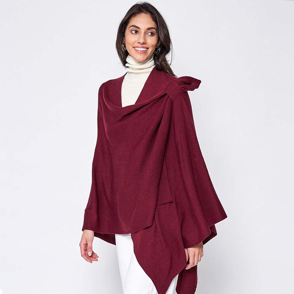 Shoulder Strap Solid Ruana Poncho - Madeline Love - Flyclothing LLC