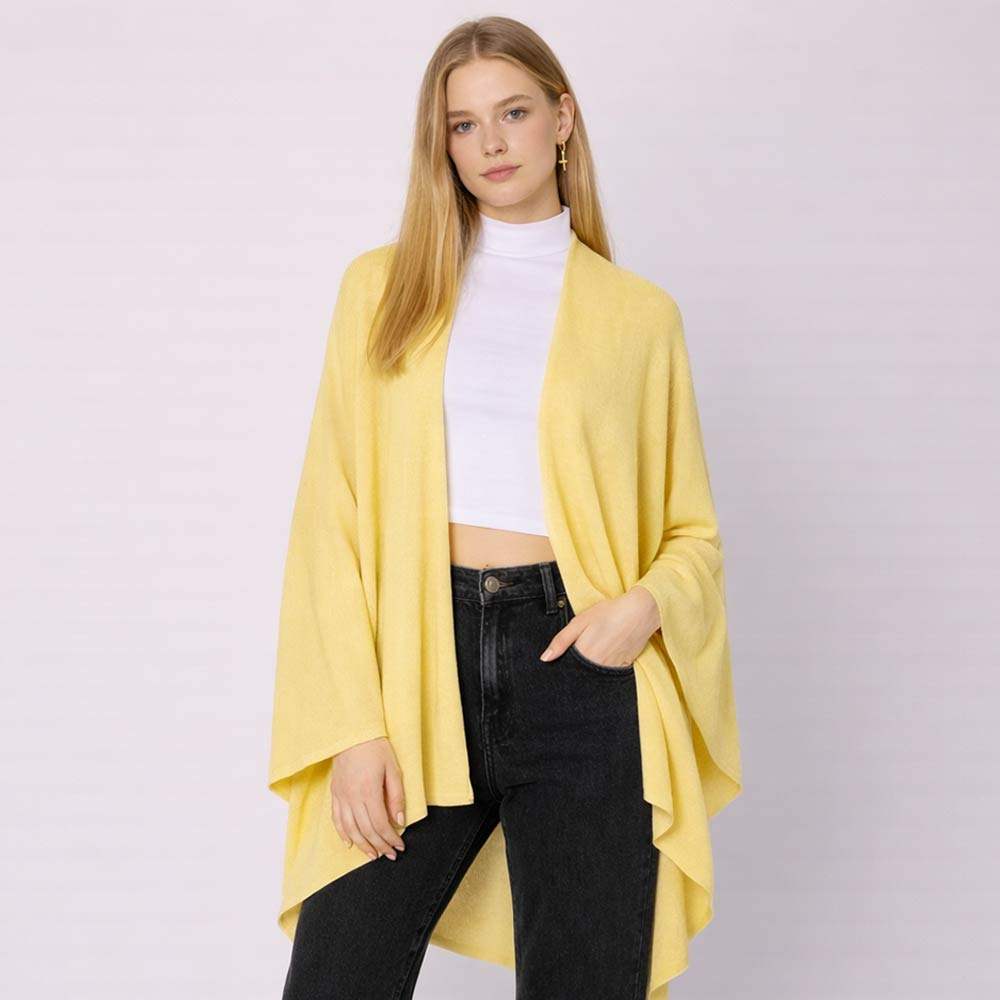 Shoulder Strap Solid Ruana Poncho - Madeline Love - Flyclothing LLC