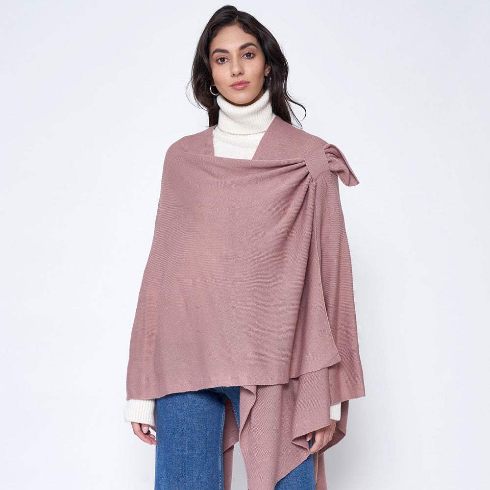 Shoulder Strap Solid Ruana Poncho - Madeline Love - Flyclothing LLC