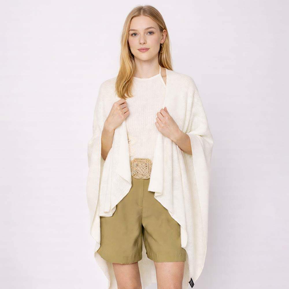 Shoulder Strap Solid Ruana Poncho - Madeline Love - Flyclothing LLC
